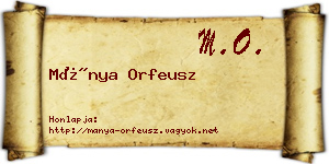 Mánya Orfeusz névjegykártya